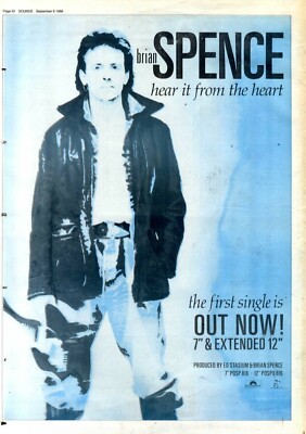 6/9/86PT52 Single Advert 15X11 Brian Spence. Hear It From The Heart