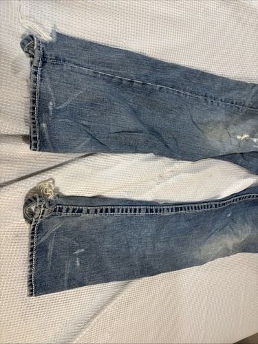 True Religion Jeans Mens 31x32 Blue Marco Big T Relaxed Straight Fit Button Fly - Picture 2 of 8