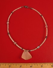 BEAUTIFUL OCEAN SEA GLASS STERLING SILVER CLASP BEADED FASHION NECKLACE  