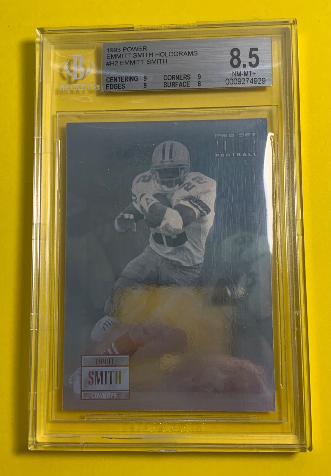 1993 Pro Set Power Football #H2 Emmitt Smith Holograms BGS 8.5 NM-MT+