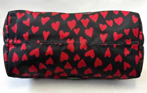 RED VALENTINO Rojo Corazón Estampado Tachonado Negro Cuero Correa Bolso Bufanda Conjunto - Imagen 7 de 14