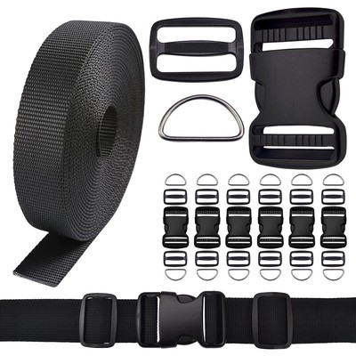 buckles straps set 6 yards 3/4 inch black nylon webbing strap 6 pcs 3/4 inch