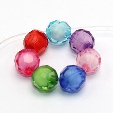 100 Mixed Color Acrylic Faceted Round Beads 10mm Color inside "Bead in Bead"