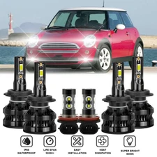 For Mini Cooper 2003-2006 2007 Combo 6x LED Headlight Fog Light Bulbs Kit 6000K