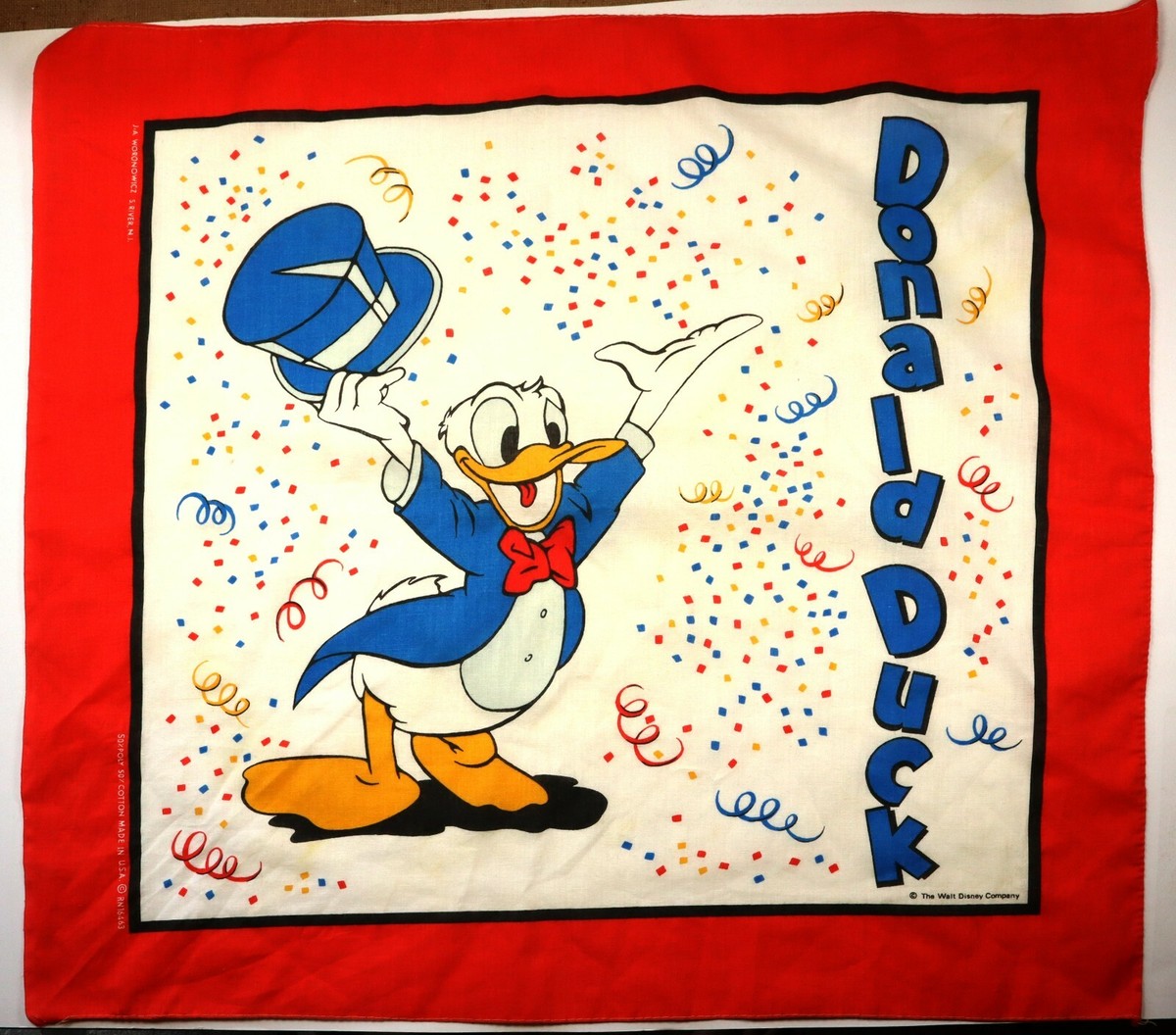 Vintage Disney Donald Duck, Red, White, Blue Scarf, Bandana, Kerchief, D  #40