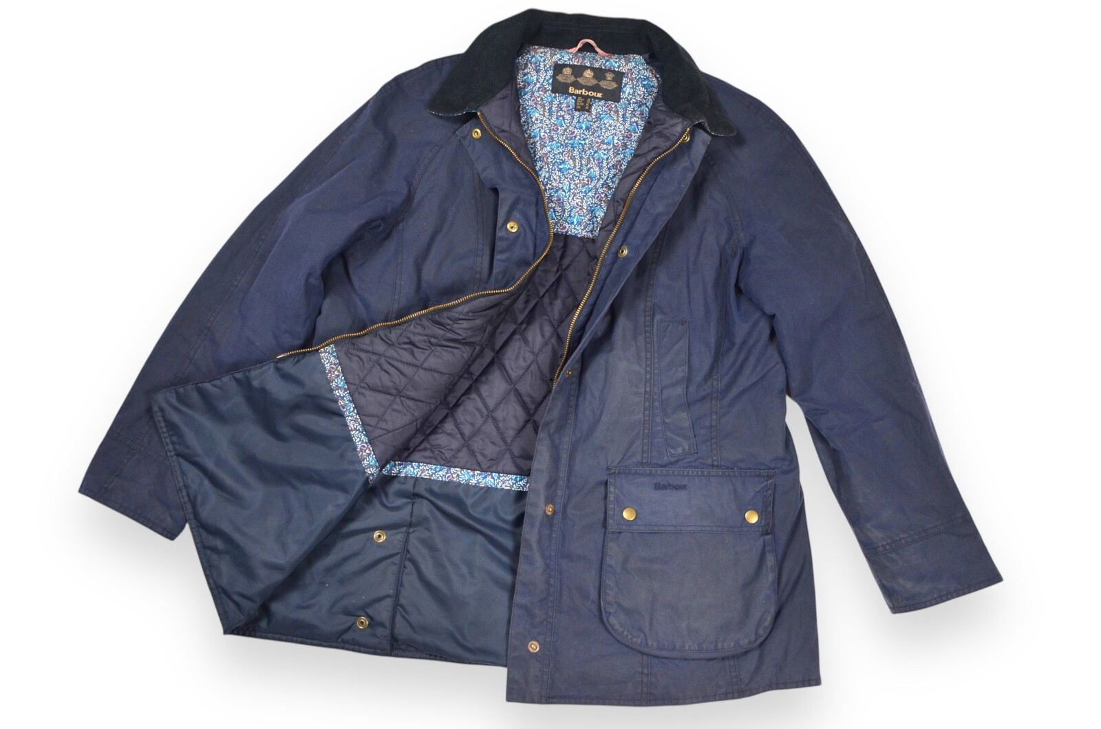 Women's Barbour Abbey Wax Jacket Blue England Classic Size 18 Waterproof Vintage Style