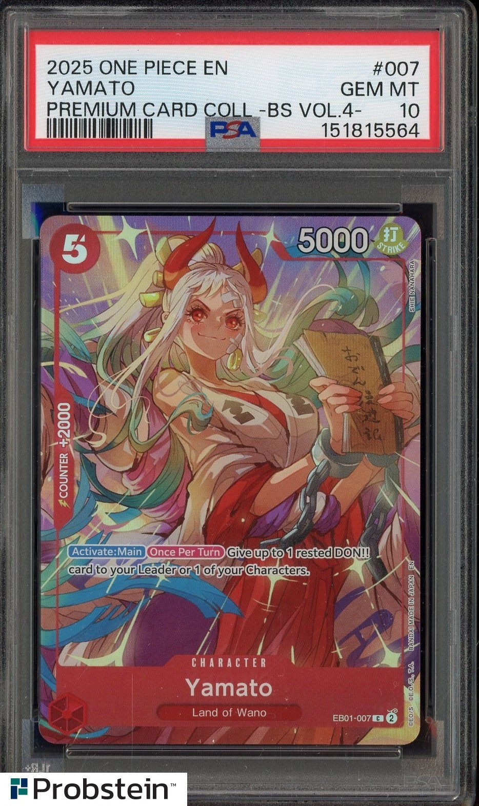 #1 2025 One Piece En Premium Card Coll BS Vol 4 #007 Yamato PSA 10 GEM MINT
