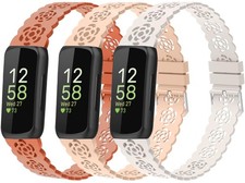 3 Pack Lace Silicone Bands for Fitbit Inspire 3/2/HR Adjustable Breathable Soft