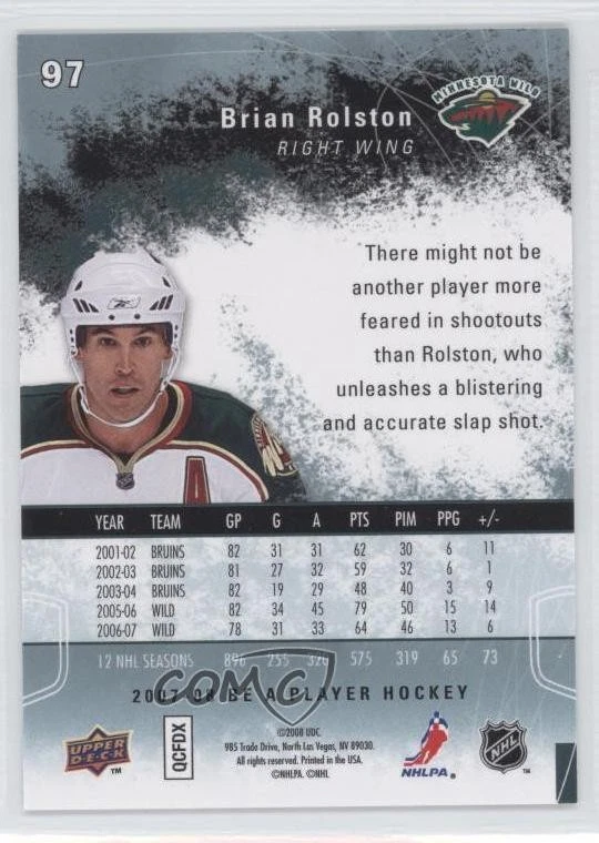 2007-08 Upper Deck Be a Player Brian Rolston #97 - Image 2 of 2