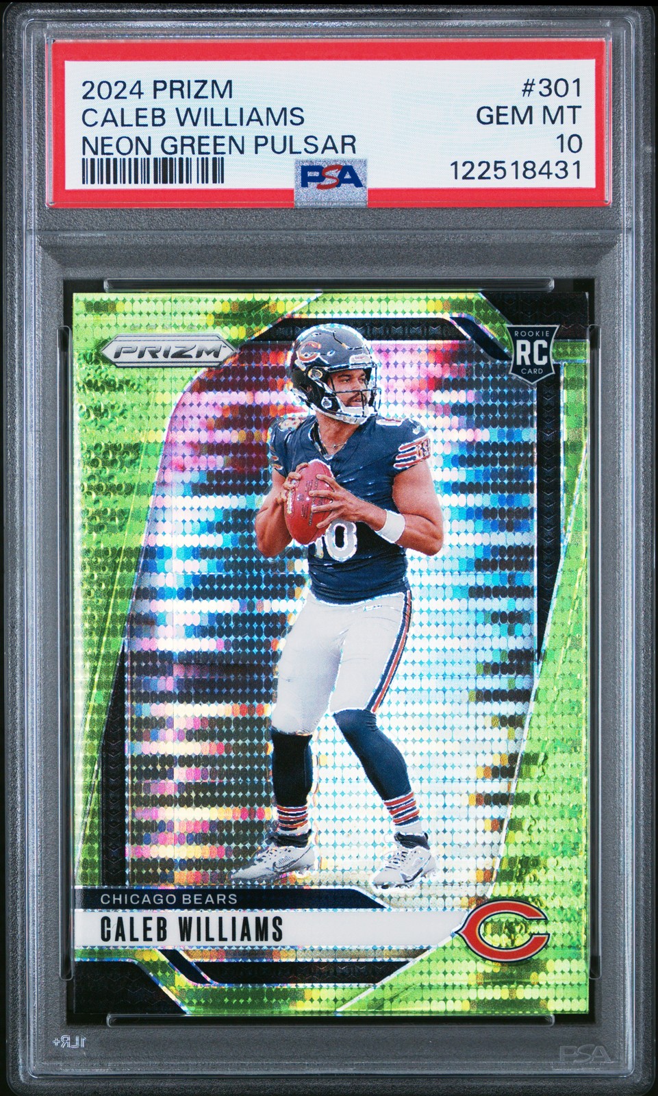 2024 PANINI PRIZM NEON GREEN PULSAR #301 CALEB WILLIAMS PSA 10