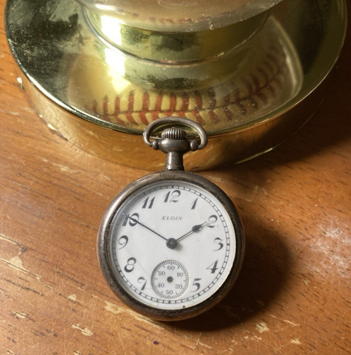 Elgin Pocket Watch Sterling Silver 15 Jewels, Model 3, Grade 465, Size 3/0s
