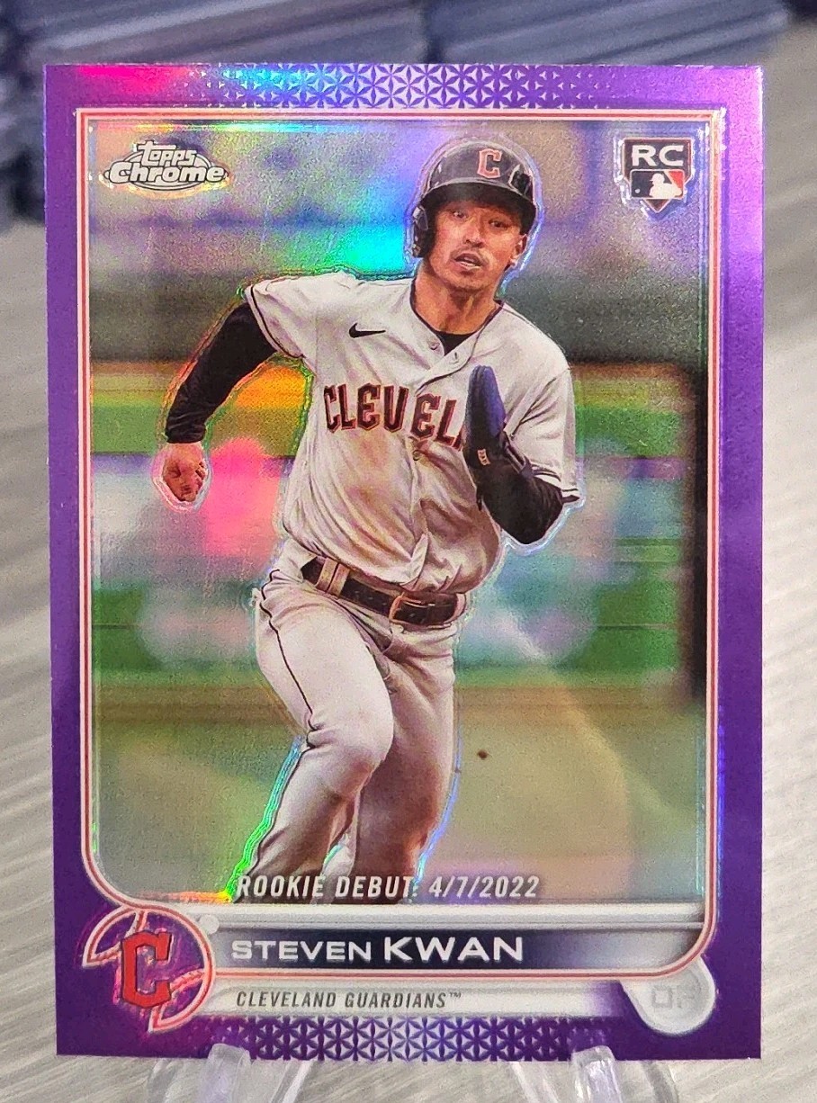 Steven Kwan 2022 Topps Chrome Update Purple Refractor Rookie Debut #USC178 RC