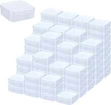 100 Pcs Clear Plastic Bead Storage Containers Box 2.1 x 2.1 x 0.8 Inch Small ...