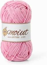 Milk Cotton Yarn 5 Ply 131yd Soft Baby Crochet Amigurumi Socks Deep Pink