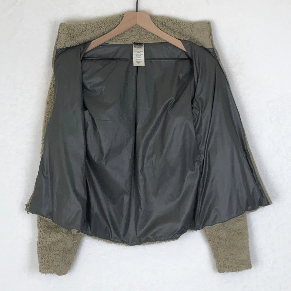 Jaqueta de lã Patagonia feminina difusa tamanho P zíper completo bege pilha alta casaco externo - Imagem 3 de 4