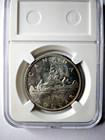 1965 canadian silver dollar SMALL BEADS, UNCIRCULATED, CAMEO, FULL DETAILS, GEM — photo 4