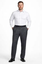 Men's 40x36 Grey Roundtree  Yorke TravelSmart Luxury Gabardine Pleated Pants