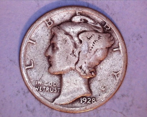 1928-S  MERCURY DIME VG+  **213-6B