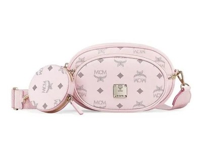 MCM Essential Multifunction Crossbody Small Visetos Cognac Powder Pink