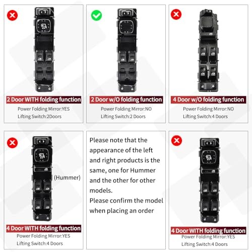 15883318 Front Driver Side Power Window Switch and NO Folding Mirror With Bezel - Picture 4 of 8