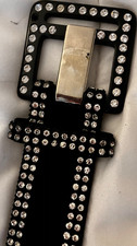 YSL Vintage Black Suede Rhinestone Belt
