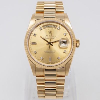 Rolex Day-Date 36 18238, Gold, President, Champagne Diamond Dial, (Renewed)