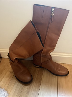 Ralph Lauren Jakayla Polo Tan Burnished Leather Zip Up Knee High Boots