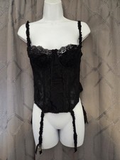 Lady Marlene Vintage 80s Black Corset Bustier Top Size 38B.