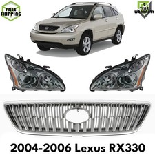 Front Grille Assembly Headlights Kit For 2004-2006 Lexus Rx330