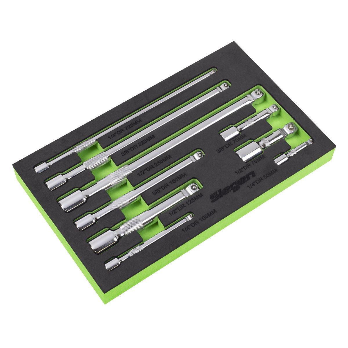 Sealey Siegen Extension Bar Set 1/4"", 3/8"" & 1/2""Sq Drive 9pc S01292