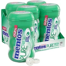 Mentos Pure Fresh Sugar-Free Chewing Gum with Xylitol, Spearmint, (4Pack)