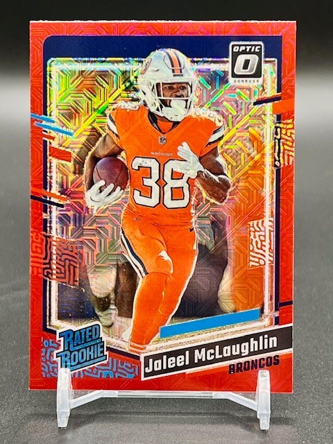 2023 Donruss Optic - Rated Rookie Jaleel McLaughlin #232 Red Hyper Prizm (RC)