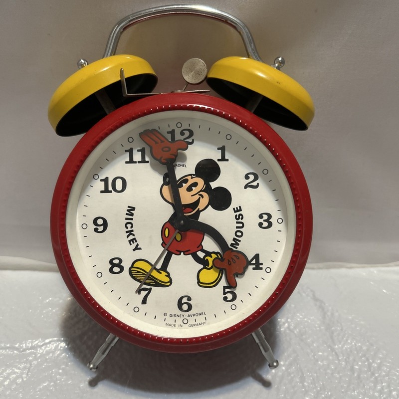 Vintage Disney Mickey Mouse Red Alarm Clock Made in Germany