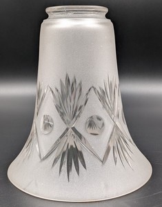 Vintage Art Deco 6" Tall Frosted Wheel Cut Bell-Shaped Glass Shade 2-1/4” Fitter