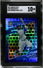 2021 Panini Donruss Optic #180 Mookie Betts SGC 10 Blue Pandora Prizm /99