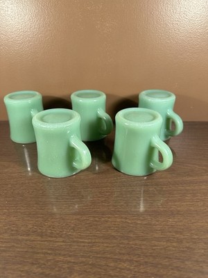 Anchor Hocking Fire King Jadeite Restaurant Ware C Handle Coffee Mugs Set of 4