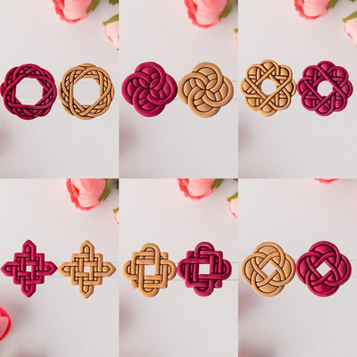 6 Pcs Chinese Style Polymer Clay Cutters,Retro Boho Flower Texture Polymer Cl...