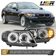 Projector Headlight UHP LED Halo & Turn Signal for 06-11 BMW 3-Seires E90 / E91