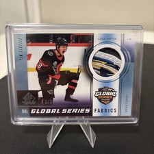 TIM STUTZLE 2024-25 UD SP GAME USED GLOBAL SERIES SWEDEN FABRICS PATCH #2/2