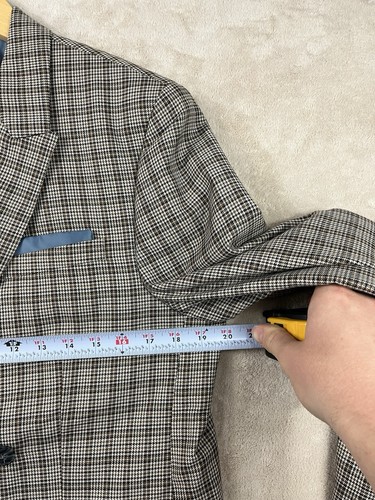 River Island 40R Brown Glenn Plaid Peak Lapel Double Breasted Sport Coat Jacket - Picture 17 of 19