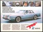 1982 Canadian Chrysler ad blue Imperial FS (Frank Sinatra) 2-door Coupe