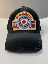 DSQUARED2 Black Distressed Baseball Cap Made ...