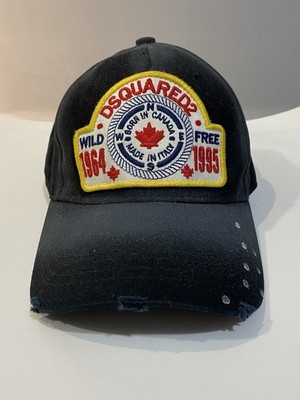 DSQUARED2 Black Distressed Baseball Cap Made in Italy Authentic
