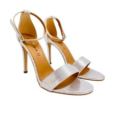 CAFENOIR Women Silver Eco Leather High Heeled Shoes Sandals EUR 39 UK 6.5 US 8.5