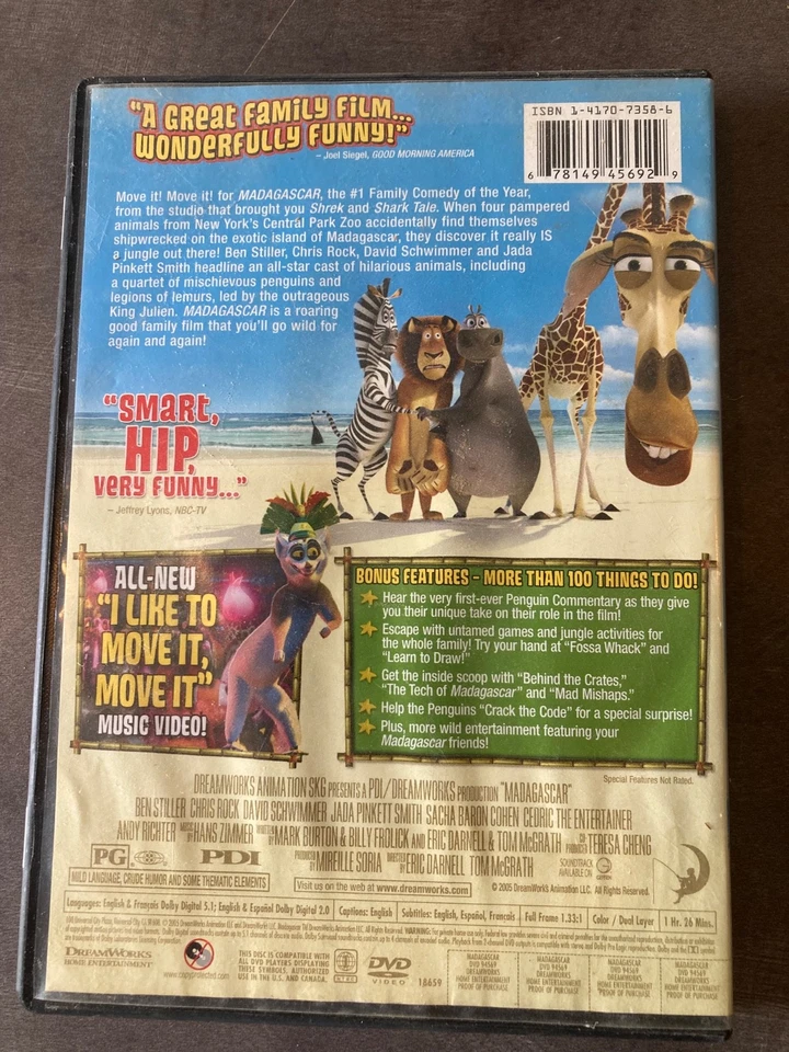 Madagascar (DVD, 2005, Widescreen)   Foto 2 de 3