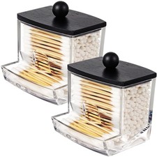 10Oz Acrylic Qtip Holder Dispenser for Cotton Swab, Clear Plastic Containers ...