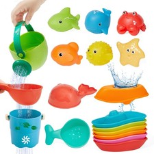 for Ages 1-3, 16PCS  Easy Clean Mold Free Bath Toys Toddlers 2-4  Bathtub P...