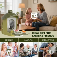 Smart Bird Feeder with Camera 2K Solar Powered AI Identify Outdoor Bird Watching