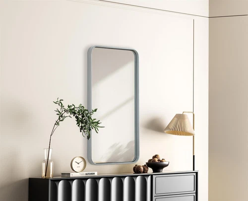 Elegant Decor Contour Metal Rectangle Mirror 18X36" Silver - Picture 3 of 11