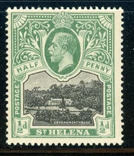 ST. HELENA 61 SG72 MH 1912-16 1/2p KGV Government House Wmk Mult Crown CA CV$3